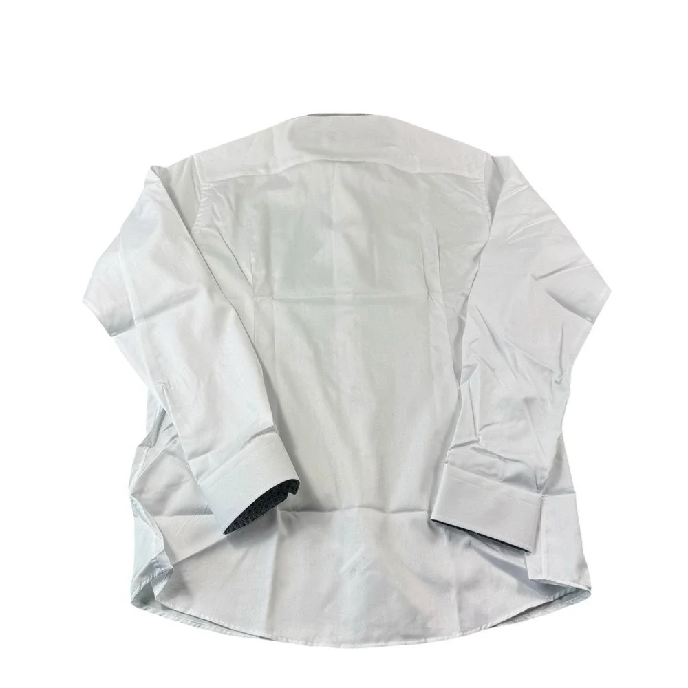 ETON Current White Gray Geometric Flip Cuff Men's L/S Button‎ Front Slim 17 NWT